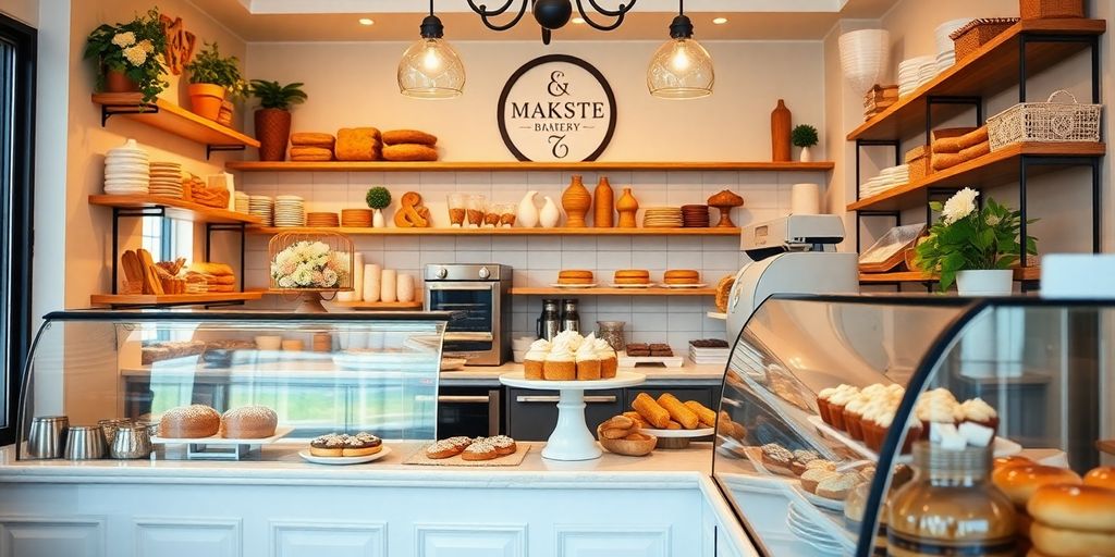 A bakery filled with fresh pastries and cakes.